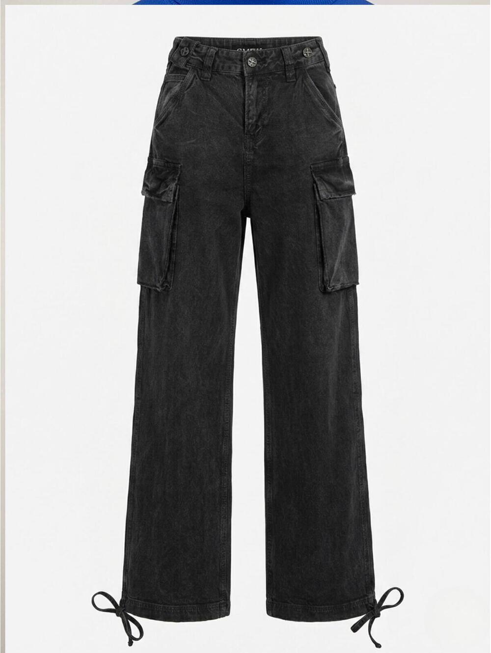 SMFK Black Washed Technical Cargo Jeans Goth Women's Small
